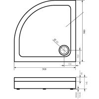 Акриловый поддон для душа Bas Раунд 90х90 ПН00067 Белый — фото 2, Акриловые душевые поддоны