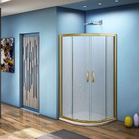 Душевой уголок Good Door Jazze 90x90 R-90-C-G профиль Золото стекло прозрачное — фото 2, Душевые уголки