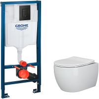 Комплект унитаза Ceramicanova Play CN3001 с инсталляцией Grohe Rapid SL 38811KF0 с сиденьем Микролиф — фото 1, Комплекты унитаз + инсталляция