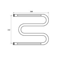 Водяной полотенцесушитель Point М-образный PN38555P 500x500 с полкой Хром — фото 3, Водяные полотенцесушители