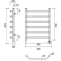 Электрический полотенцесушитель Domoterm Лаура П6 500x600 АБР ER Античная бронза — фото 2, Электрические полотенцесушители