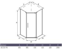 Душевой уголок Alex Baitler 90х90 AB245-90 профиль Хром стекло тонированное — фото 7, Душевые уголки трапеция