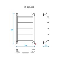 Электрический полотенцесушитель Energy H2 850x500 EETR0000H28550R905M Черный матовый — фото 2, Электрические полотенцесушители