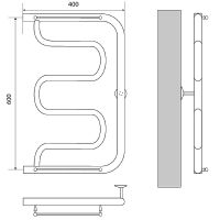 Водяной полотенцесушитель Melodia della vita Foxtrot 60x40х1 MTRFT6040 с полкой Полированная сталь — фото 2, Водяные полотенцесушители