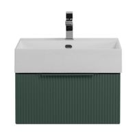 Тумба подвесная под раковину с выдвижным ящиком CEZARES PREMIUM 55415 Plisse Verde opaco — фото 1, Тумбы под раковину