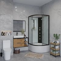 Душевая кабина Niagara Classic NG-6708-14BKG (90х90х200) высокий поддон(40см),черный,стекло прозрачн — фото 1, Душевые кабины