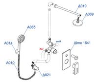 A16069 Встраиваемый комплект для душа с верхней душевой насадкой и лейкой — фото 3, Душевые системы