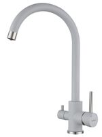 GRANFEST QUARZ Смеситель для кухни U-обр. с краном питьевой воды D-35мм серый арт. GF- — фото 1, Смесители для кухни