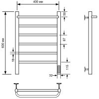 Электрический полотенцесушитель Comfysan Capri EC-6 60x40 012687 с полкой Белый матовый — фото 2, Электрические полотенцесушители