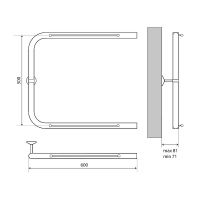Водяной полотенцесушитель Melodia della vita Moon Shelf П-образный 50х60 MTRMS5060 с полкой Полирова — фото 2, Водяные полотенцесушители