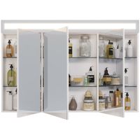 Товар: Шкаф зеркальный UNI, 120 см, 3 дверцы, 6 стеклянных полок, с LED-подсветкой и выключателем, белый - фото 3 Шкаф зеркальный UNI, 120 см, 3 дверцы, 6 стеклянных полок, с LED-подсветкой и выключателем, белый — фото 3, Шкафы для ванной