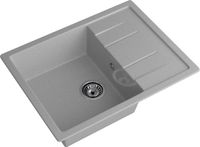 GRANFEST Мойка QUADRO 650L 1-чаша+крыло 650*500мм серый арт.GF- — фото 1, Кухонные мойки
