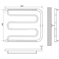 Водяной полотенцесушитель Melodia della vita Foxtrot 50x60х1 MTRFT5060 с полкой Полированная сталь — фото 2, Водяные полотенцесушители