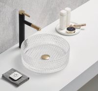 Раковина-чаша CeramaLux 36 прозрачная арт-GL01 — фото 3, Раковины накладные