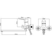 Смеситель для ванны Ростовская Мануфактура Сантехники Boou B8282-45F универсальный Хром — фото 2, Для душа и ванны