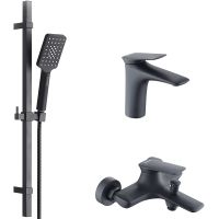 Товар: Комплект смесителей Bond Cube B03-5388 Черный матовый - фото 1 Комплект смесителей Bond Cube B03-5388 Черный матовый — фото 1, Готовые комплекты для ванной комнаты