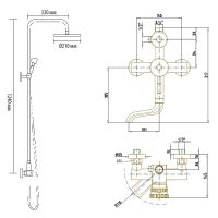 Душевая система Bronze de Luxe Windsor 10120F Бронза — фото 4, Душевые стойки