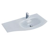 Стеклянная раковина правосторонняя CEZARES 82408 Extra Bianco — фото 1, Раковины встраиваемые сверху