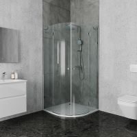 Душевой уголок Ambassador Diamond 100х100 12011102 профиль Хром стекло прозрачное — фото 6, Душевые уголки четверть круга