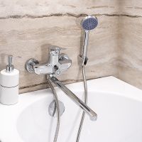 Смеситель для ванны Ростовская Мануфактура Сантехники SL120-006E универсальный Хром — фото 7, Для душа и ванны