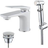 Смеситель для раковины Lemark Allegro LM5916CW с гигиеническим душем Хром Белый — фото 1, Смесители для раковины