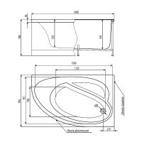 Акриловая ванна Alex Baitler Nero 160х100 L без гидромассажа — фото 3, Акриловые ванны