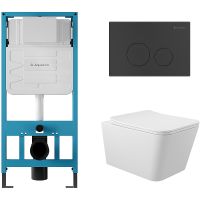 Комплект унитаза с инсталляцией Aqueduto Macio AQDS006 с сиденьем Микролифт и Черной матовой клавише — фото 1, Комплекты унитаз + инсталляция