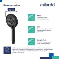 Товар: Ручной душ Milardo Ideal Spa 3F ILS3FBRM18 Черный матовый - фото 8 Ручной душ Milardo Ideal Spa 3F ILS3FBRM18 Черный матовый — фото 8, Лейки для душа