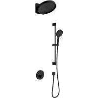 Душевая система AQUAme AQM8403MB с термостатом Черная матовая — фото 1, Встраиваемые душевые комплекты