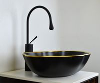 Товар: Раковина-чаша Bronze de Luxe 50 1395 Черная с золотым ободом - фото 4 Раковина-чаша Bronze de Luxe 50 1395 Черная с золотым ободом — фото 4, Раковины накладные