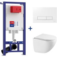 Комплект унитаза с инсталляцией Lemark Glazer 100804426 с сиденьем Микролифт и Белой глянцевой клави — фото 1, Комплекты унитаз + инсталляция