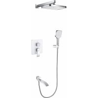 Душевая система Rose R15F R1535F Белая Хром — фото 1, Встраиваемые душевые комплекты