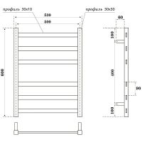 Водяной полотенцесушитель Point Меркурий PN83156W П6 500x600 Белый — фото 5, Водяные полотенцесушители