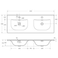 Керамическая раковина с двумя чашами CEZARES CZR-8099-120-2 — фото 5, Раковины