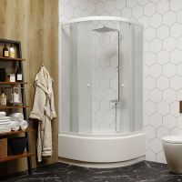 Душевой уголок Parly 80x80 ZF80 профиль Белый стекло матовое — фото 3, Душевые уголки четверть круга