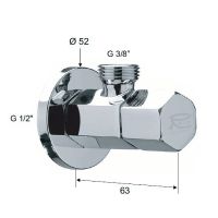 Товар: Запорный вентиль Remer 128E1238 Хром - фото 2 Запорный вентиль Remer 128E1238 Хром — фото 2, Комплектующие для туалета