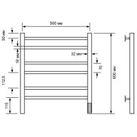 Электрический полотенцесушитель Comfysan Noumi EC-6 60x50 013707 Белый матовый — фото 2, Электрические полотенцесушители