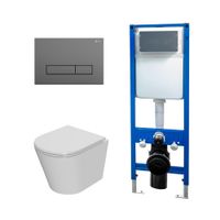 Сет: Система инсталляции Point, Клавиша Меркурий сер мат PN44831GM +Унитаз Виктория PN41061 арт-PN48676GM — фото 1, Комплекты унитаз + инсталляция