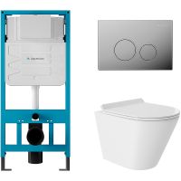 Комплект унитаза с инсталляцией Aqueduto Cone AQDS034T с сиденьем Микролифт и клавишей смыва Хром — фото 1, Комплекты унитаз + инсталляция