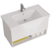 Товар: Тумба PERFECTO, 90 см, подвесная, 1 ящик, push-to-open, белый глянец - фото 5 Тумба PERFECTO, 90 см, подвесная, 1 ящик, push-to-open, белый глянец — фото 5, Тумбы под раковину