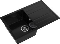 GRANFEST Мойка QUADRO 780L 1-чаша+крыло 770*495мм черный арт.GF- — фото 1, Кухонные мойки