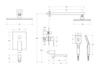 Душевой комплект встраиваемый с изливом CEZARES SLIDER-VDSET-GM — фото 9, Встраиваемые душевые комплекты