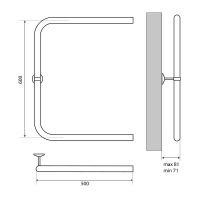 Водяной полотенцесушитель Melodia della vita Moon П-образный 60х50 MTRMN6050 Полированная сталь — фото 2, Водяные полотенцесушители