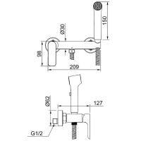 Гигиенический душ со смесителем Raglo R03.51.09 Графит матовый — фото 6, Гигиенические души