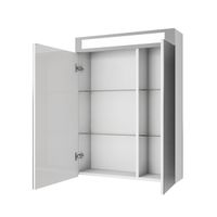 Шкаф зеркальный UNI, 60 см, 2 дверцы, 4 стеклянные полки, с подсветкой и выключателем, белый — фото 3, Шкафы для ванной