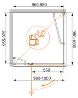 Душевой уголок CEZARES VERONA-W-A-1-100-P-Cr-L — фото 2, Квадратные душевые уголки