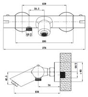 Смеситель для ванны ESKO Mikros T3054 Black с термостатом Черный матовый — фото 3, Смеситель для ванны