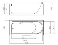 Акриловая ванна Gemy 172х77 G9006-1.7 B L с гидромассажем — фото 3, Ванны