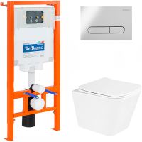 Комплект унитаза с инсталляцией BelBagno Due BB3103CHR/SC/BB002-80/BB005-PR-CHROME с сиденьем Микрол — фото 1, Комплекты унитаз + инсталляция