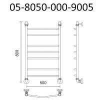 Водяной полотенцесушитель Маргроид Вид 5 800x500 05-8050-000-9005 Черный матовый — фото 2, Водяные полотенцесушители